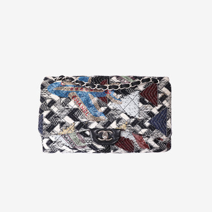 Chanel 2016 Airlines Tweed Strass XXL Flap Bag in Multicoloured Tweed with Silver Hardware