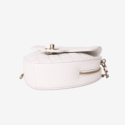 Chanel Heart Bag in White Lambskin with Gold Hardware
