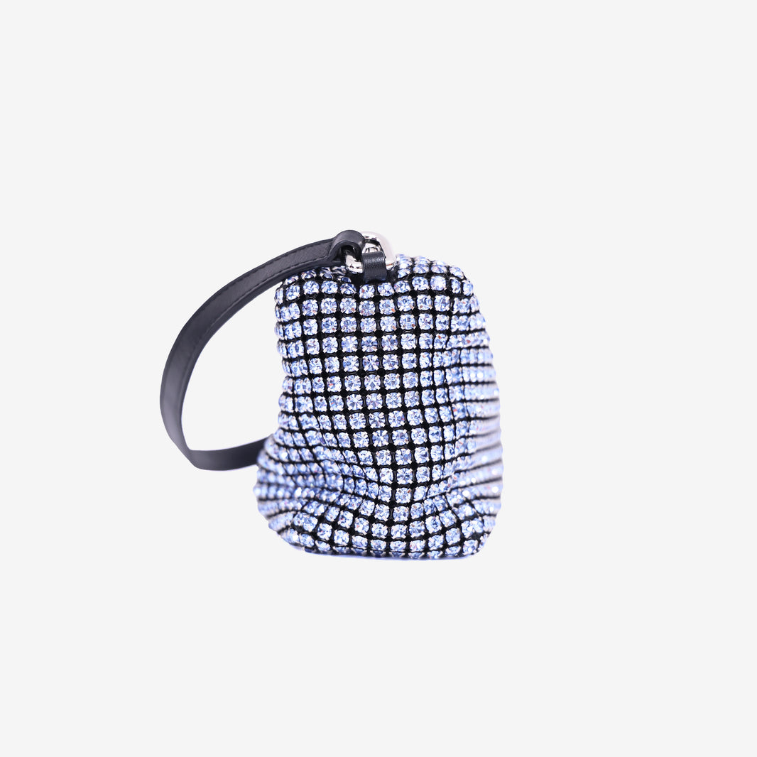 Alexander Wang Heiress Pouch Medium Blue Crystal Mesh with Silver Hardware side view