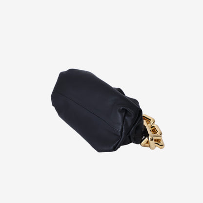 Bottega Veneta Chain Pouch in Black Nappa Leather with Gold Hardware