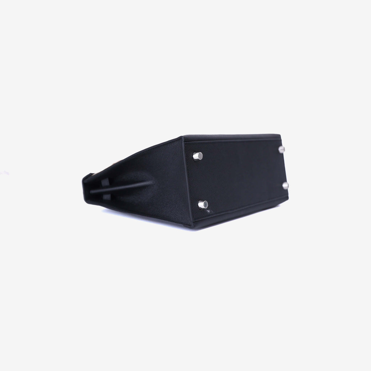 Hermès Kelly 25 in Noir Epsom Leather with Palladium Hardware bottom side view