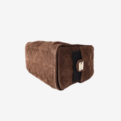 Chanel 26K 25 Hobo Bag Small in Brown Suede with Gold Hardware