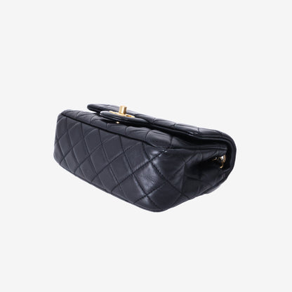 Chanel Mini Classic Flap Bag in Black Lambskin Leather with Gold Hardware