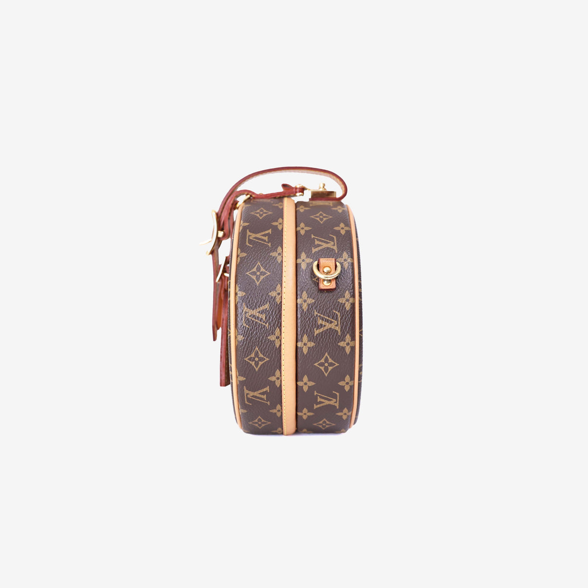 Louis Vuitton Petite Boîte Chapeau in Brown Monogram Canvas with Gold Hardware side view