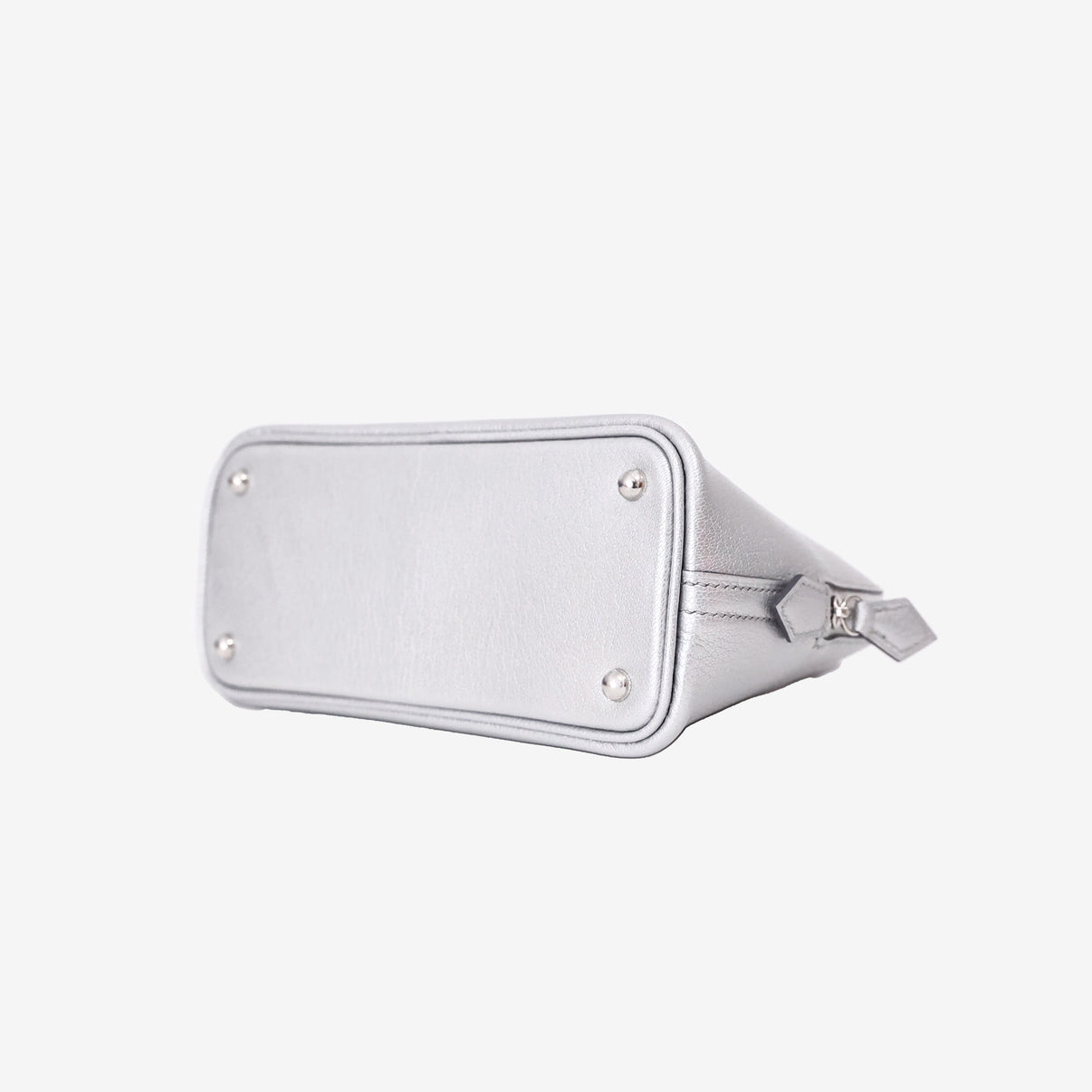 Hermès Mini Bolide in Chamkilight Argent Chevre Leather with Palladium Hardware bottom side view