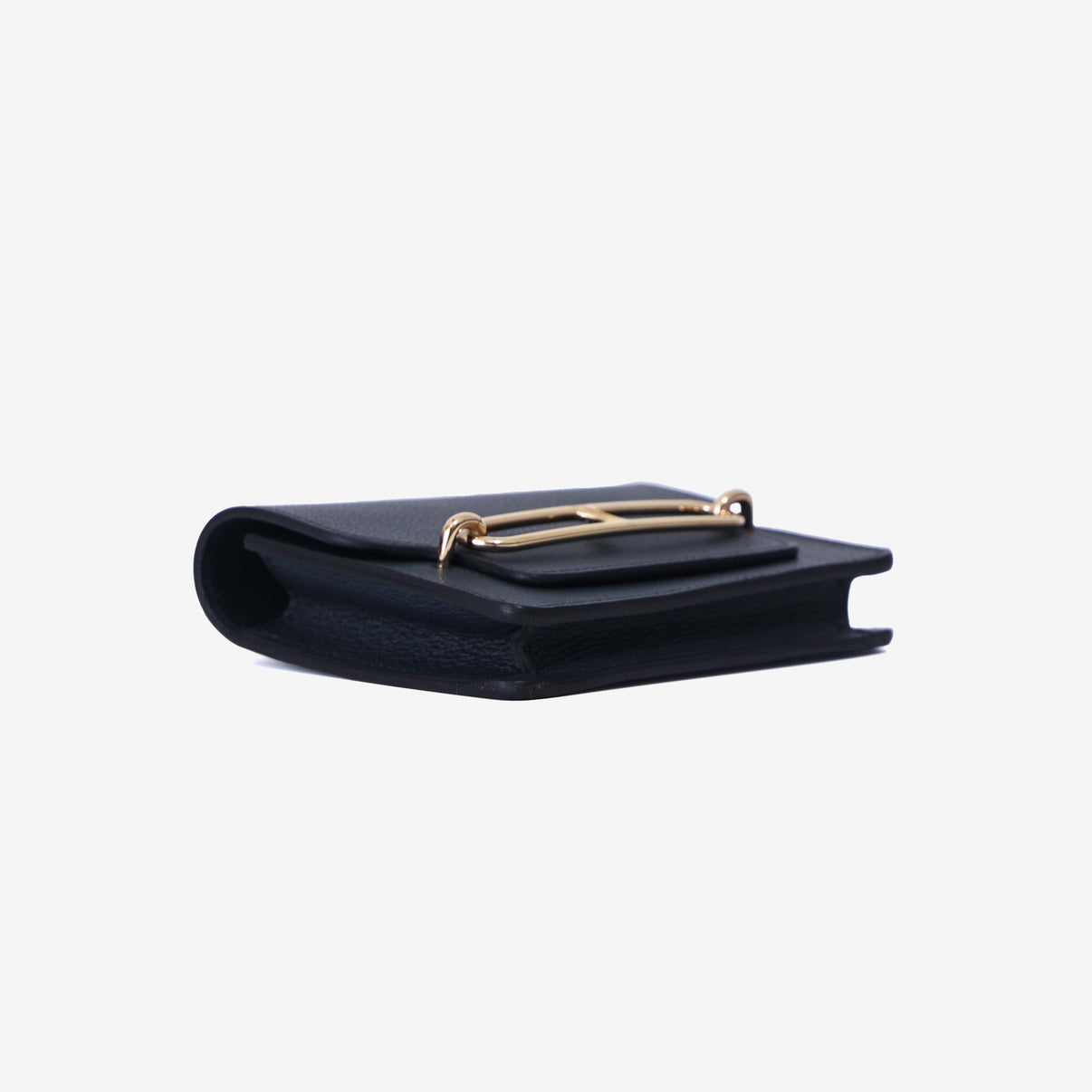 Hermès Roulis Wallet in Bleu Nuit Evercolor Leather with Gold Hardware bottom side view