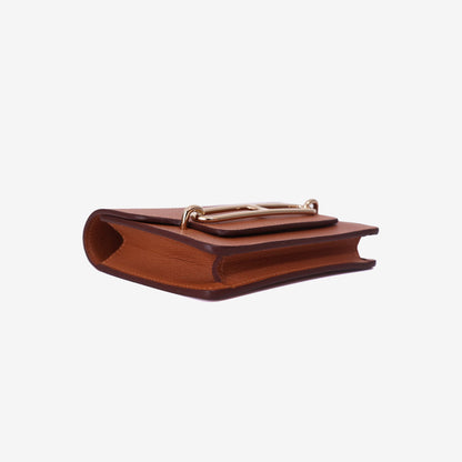 Hermès Roulis Slim Wallet in Gold Evercolor Leather with Gold Hardware bottom side view