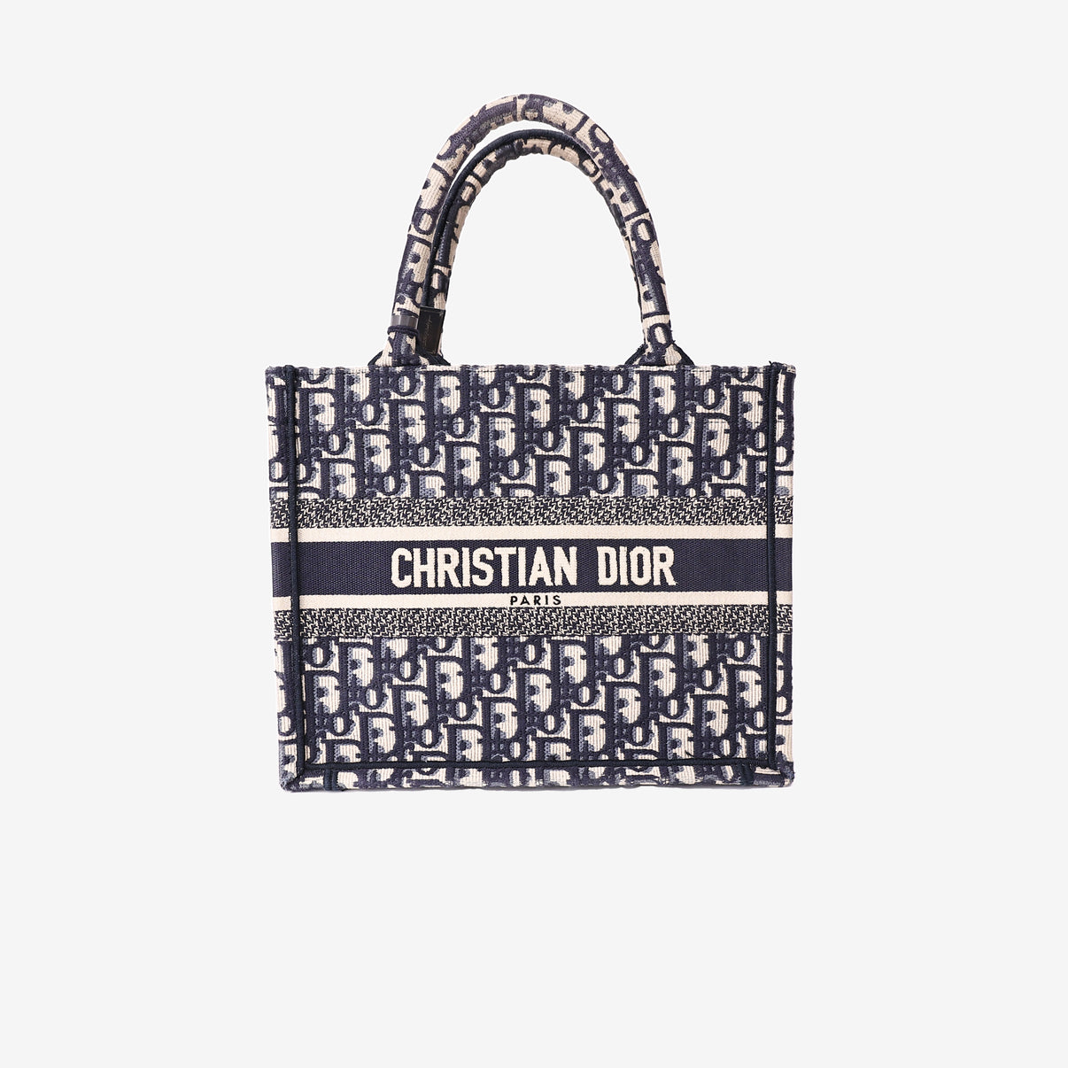 Dior Book Tote Small in Blue Oblique Canvas front view