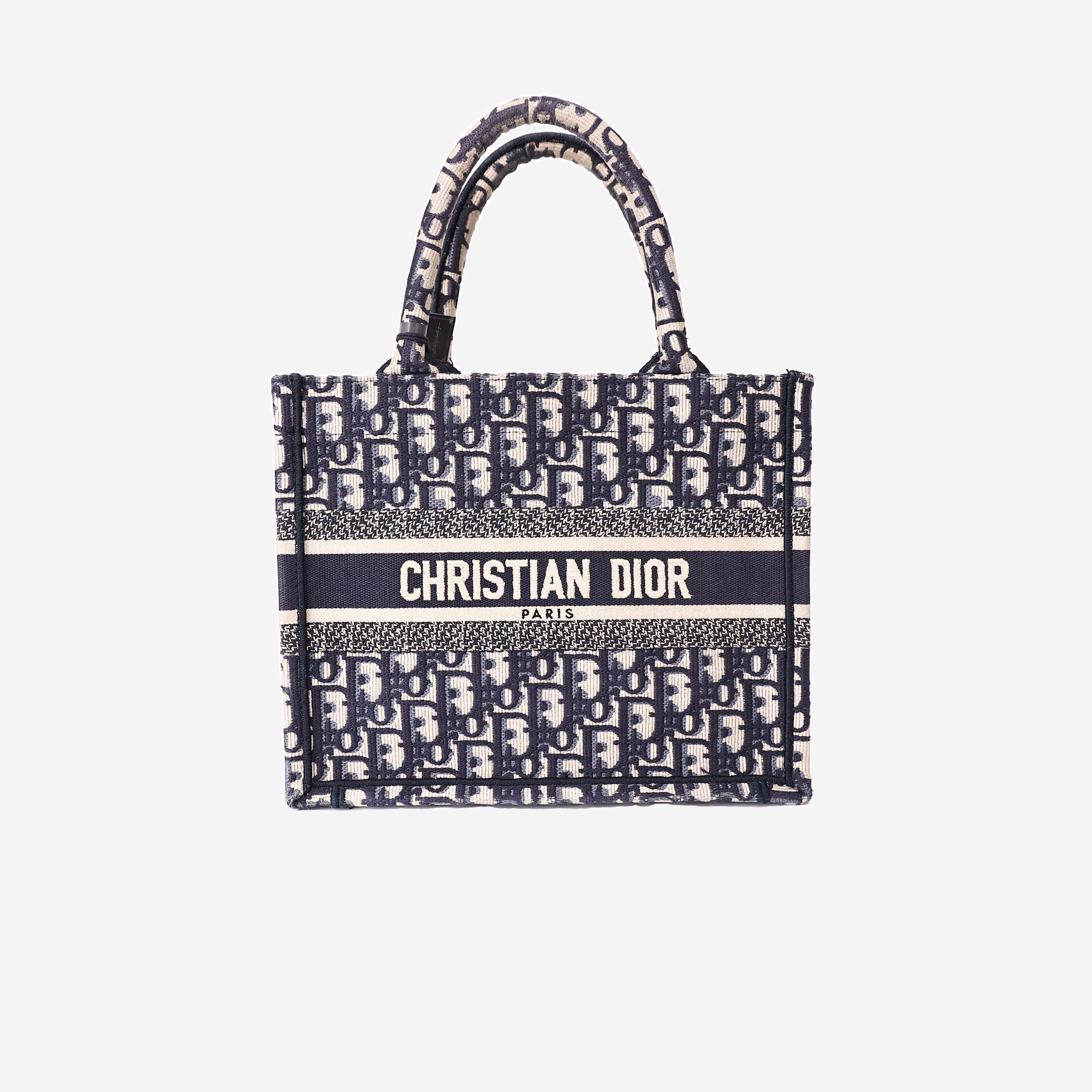 Dior Book Tote Small in Blue Oblique Canvas front view