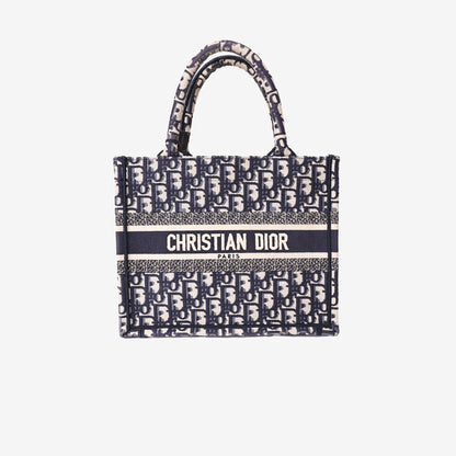 Dior Book Tote Small in Blue Oblique Canvas front view