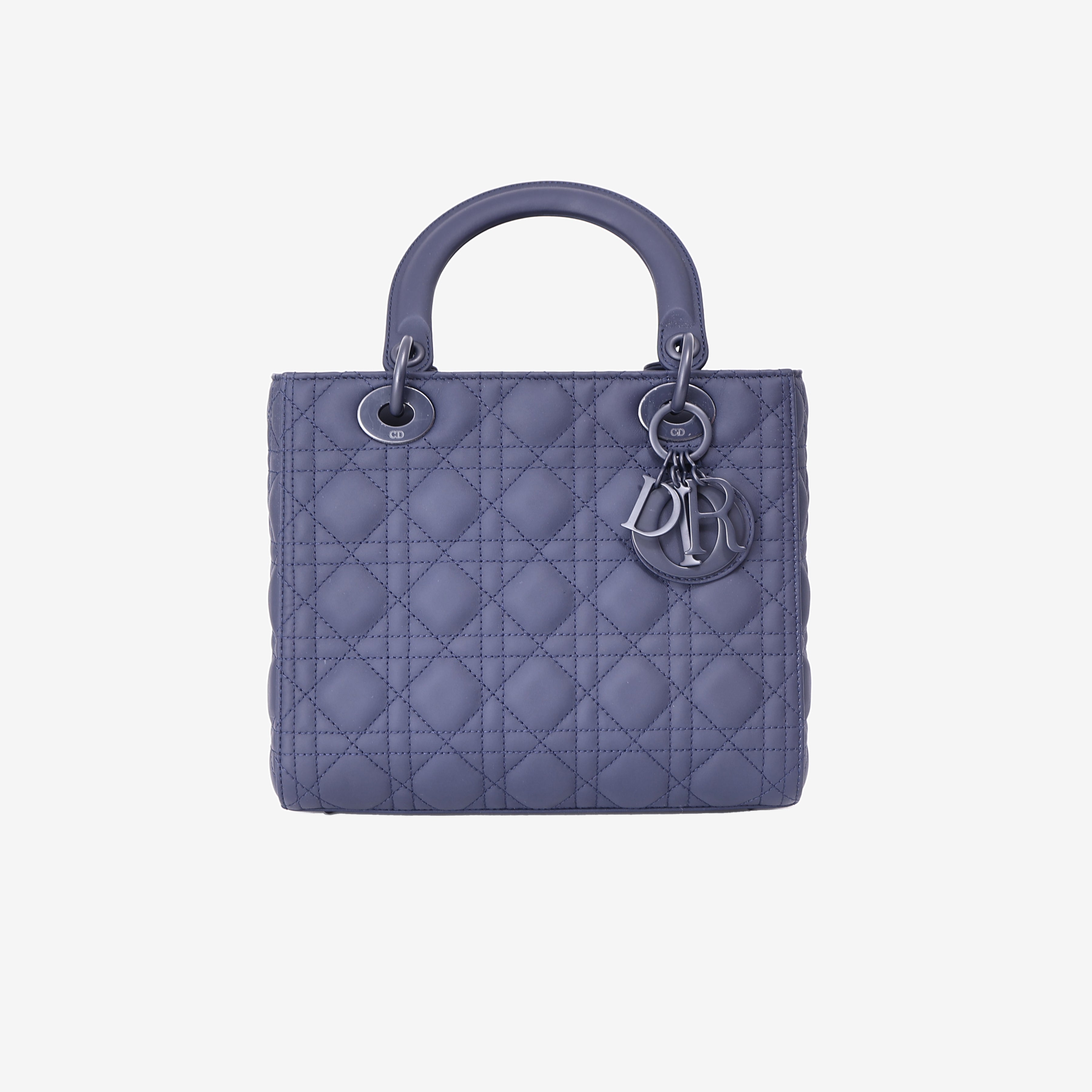 Christian Dior Lady Dior Medium in Navy Ultra Matte Calfskin Leather with Matte Hardware front view