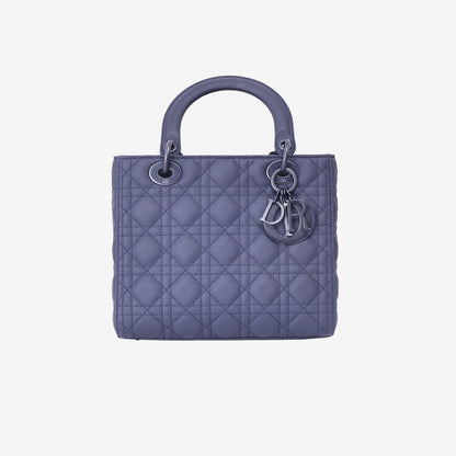Christian Dior Lady Dior Medium in Navy Ultra Matte Calfskin Leather with Matte Hardware front view