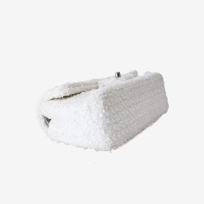 *EXCELLENT* Chanel Tweed Beaded Mini Rectangular Flap Bag in White Tweed with Palladium Hardware