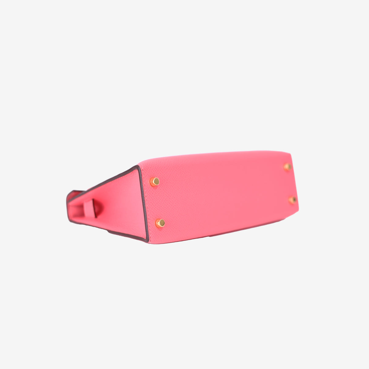 Hermès Mini Kelly 20 in Rose Azalée Epsom Leather with Gold Hardware bottom side view