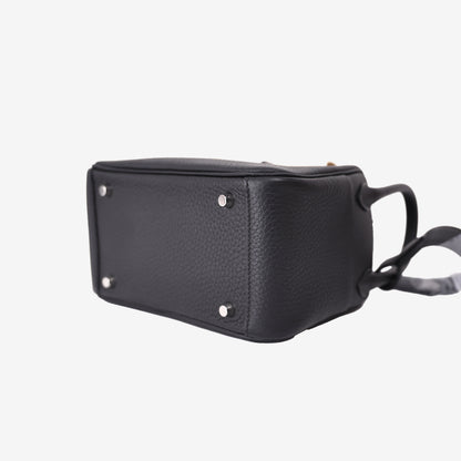 Hermès Mini Lindy 20 in Noir Clemence Leather with Palladium Hardware
