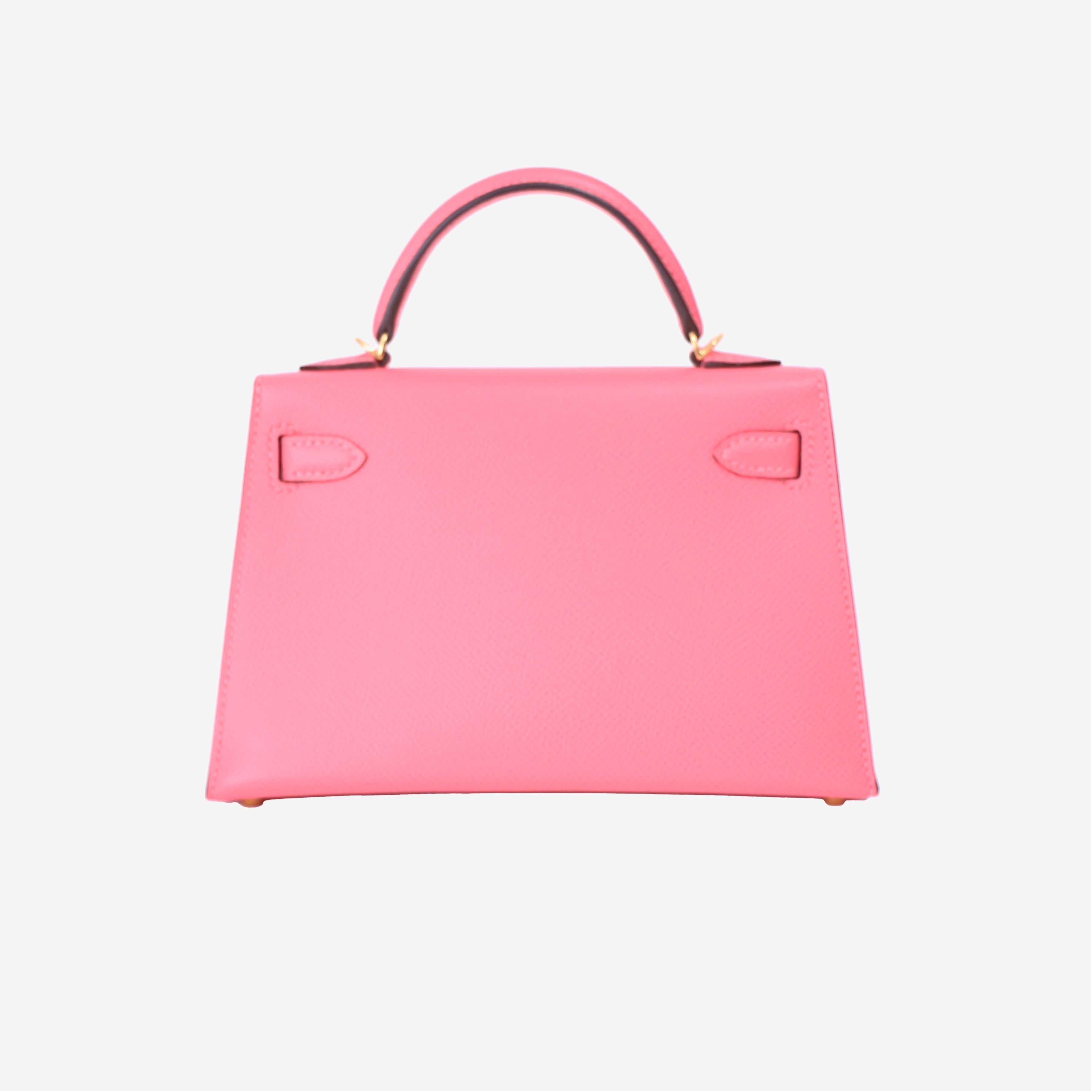 Hermès Mini Kelly 20 in Rose Azalée Epsom Leather with Gold Hardware back view