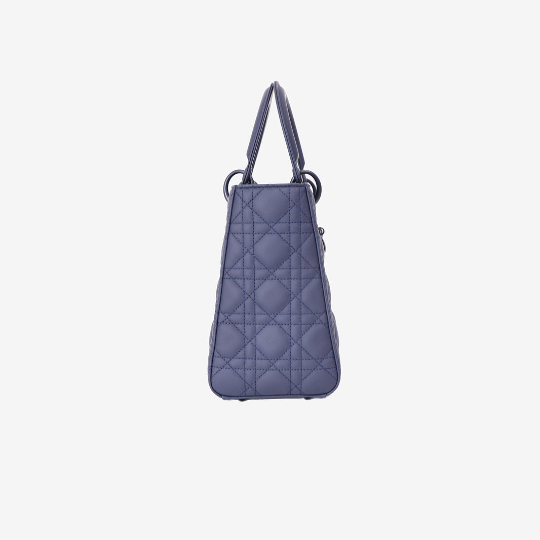 Christian Dior Lady Dior Medium in Navy Ultra Matte Calfskin Leather with Matte Hardware side view
