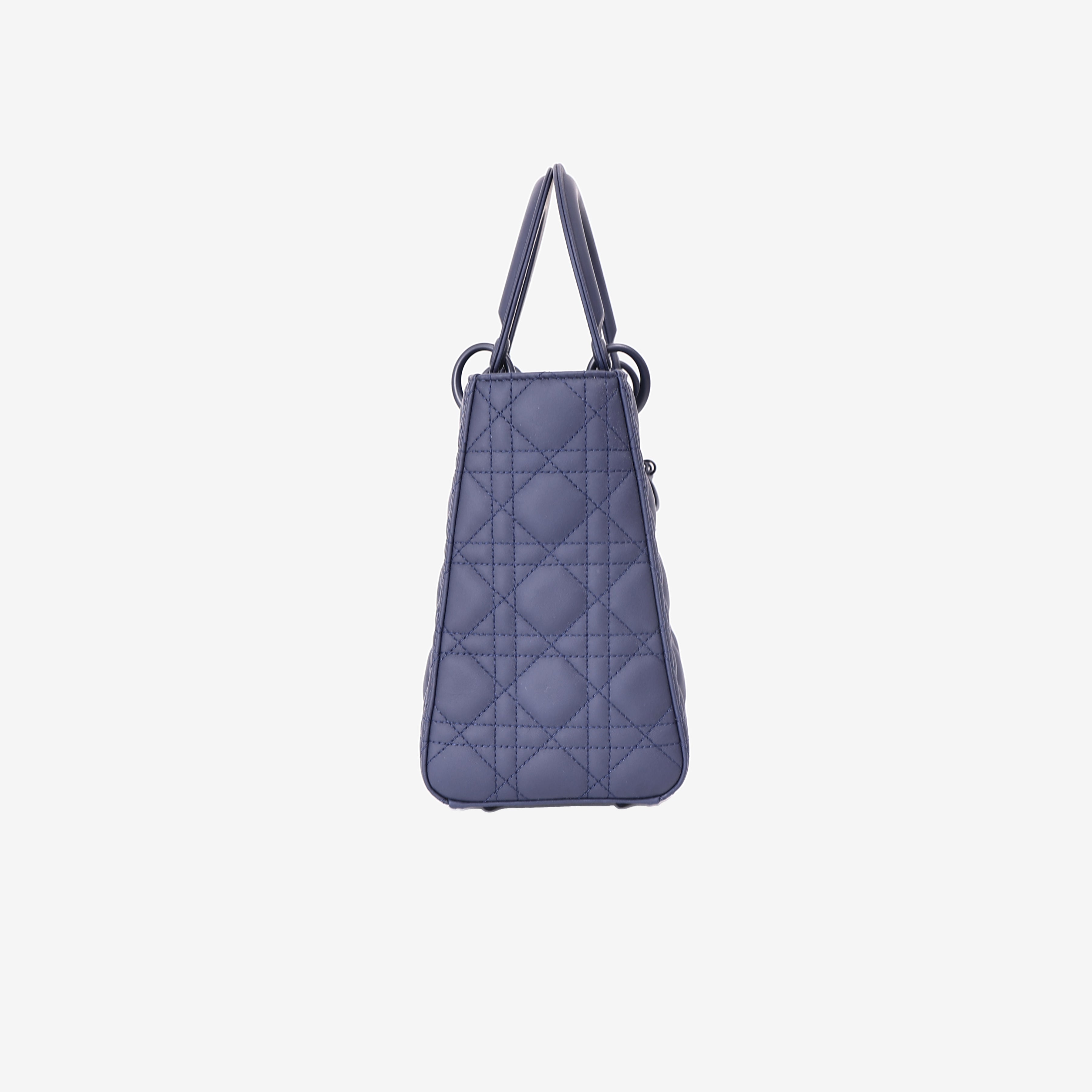 Christian Dior Lady Dior Medium in Navy Ultra Matte Calfskin Leather with Matte Hardware side view