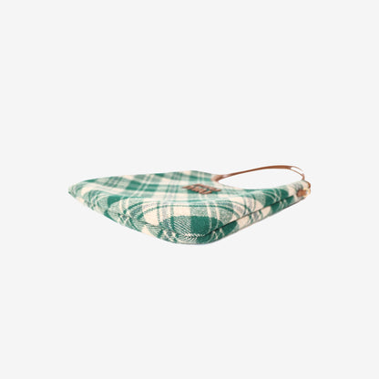 Miu Miu Ivy Tartan Tote in Green Canvas with Leather Trim