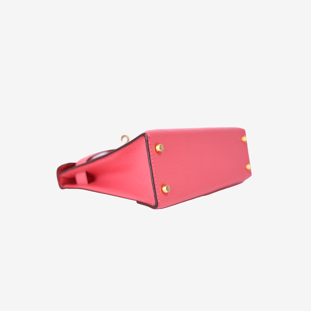 Hermès Mini Kelly 20 in Rose Lipstick Chevre Leather with Gold Hardware bottom side view