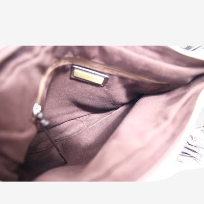 Miu Miu Vintage Fringe Bag in Dark Chocolate Brown Leather with Silver Hardware