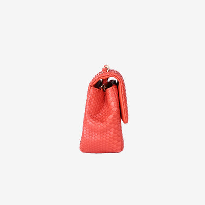 Chanel Classic Mini Rectangular Flap Bag in Red Python Skin with Gold Hardware
