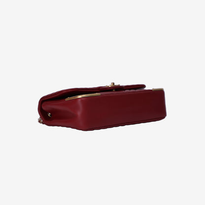 Chanel Rock the Corner Flap Bag in Red Quilted Calfskin Leather with Gold Hardware bottom side view