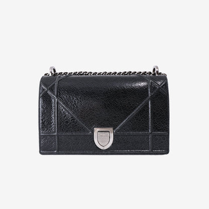 Dior Diorama Bag in Black Calfskin Leather with Silver Hardware