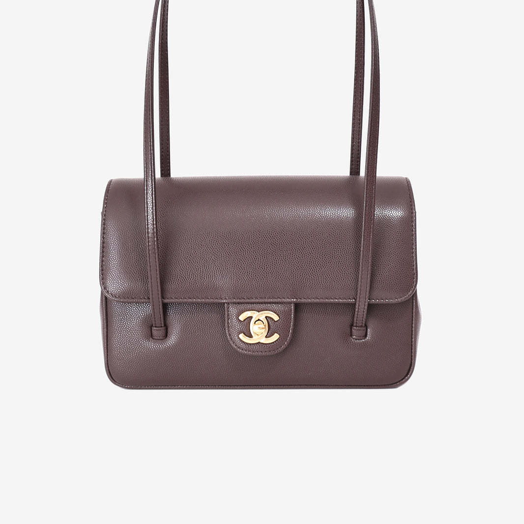 Chanel Preppy Coco Small in Dark Brown Calfskin Leather with Gold Hardware front view