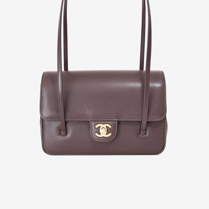 Chanel Preppy Coco Small in Dark Brown Calfskin Leather with Gold Hardware front view