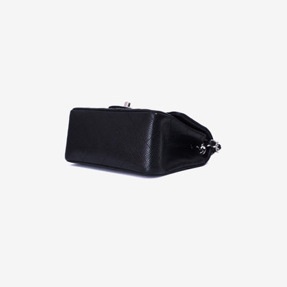 Chanel Classic Flap Mini Square in Black Grained Calfskin with Silver Hardware (Contact to Enquire)