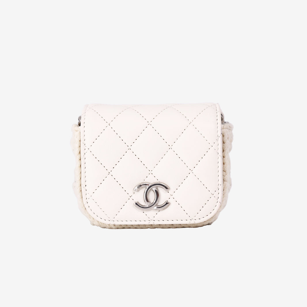 Chanel Mini Bag in White Lambskin Leather with Silver Hardware