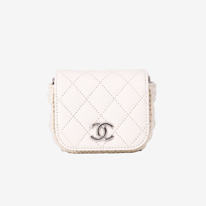 Chanel Mini Bag in White Lambskin Leather with Silver Hardware