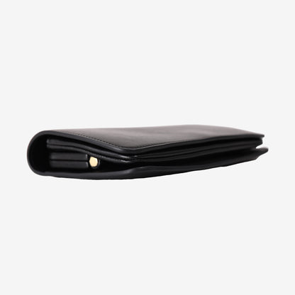 Chanel 26K Clutch Bag in Black Shiny Lambskin Leather with Gold-Tone Metal