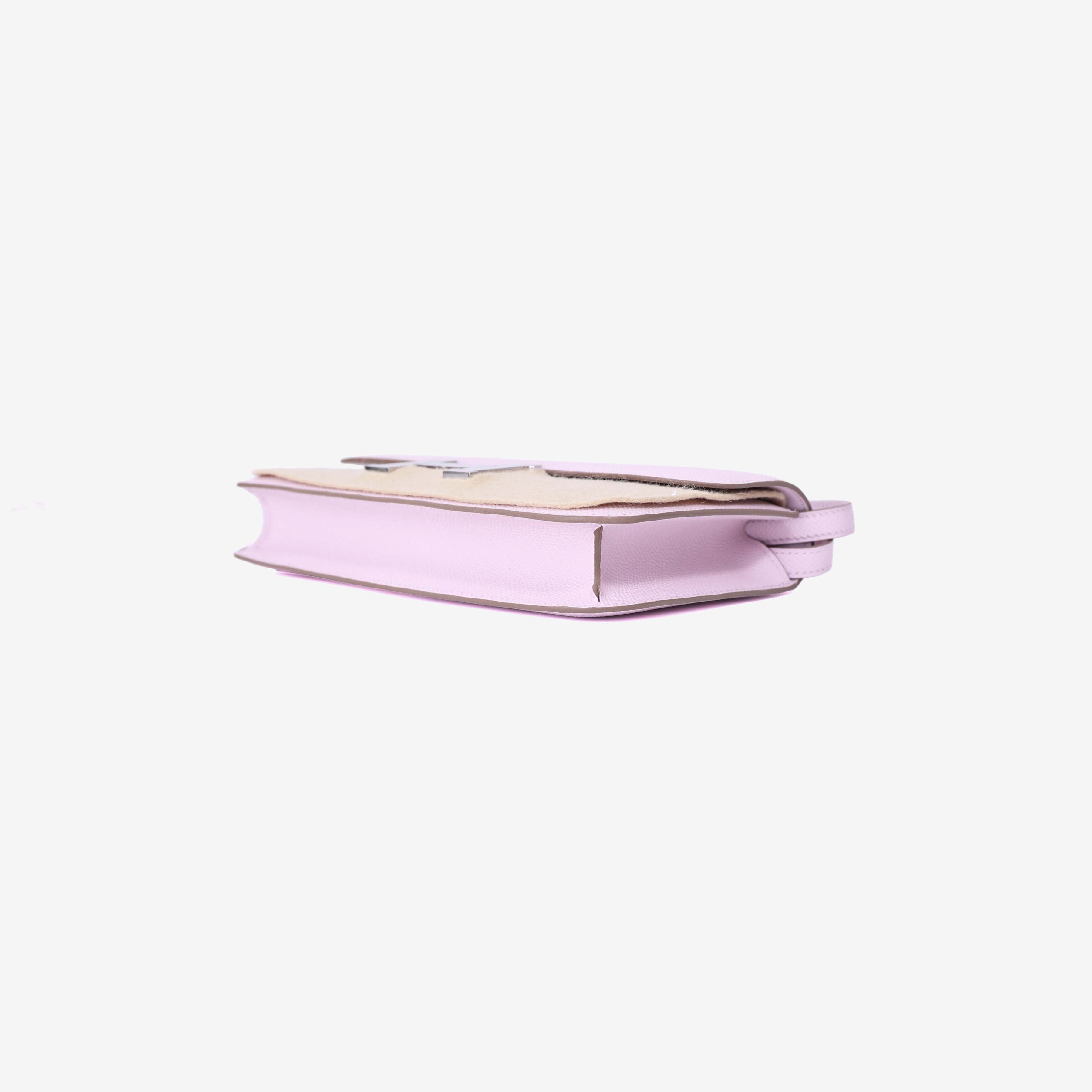 Hermès Constance Elan in Mauve Pale Epsom Leather with Palladium Hardware bottom side view