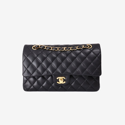 Chanel Classic Flap Bag Medium in Black Lambskin with Gold Hardware