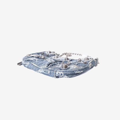 Balenciaga Le Cagole Mini Denim Bag in Blue Cotton Denim with Silver Hardware