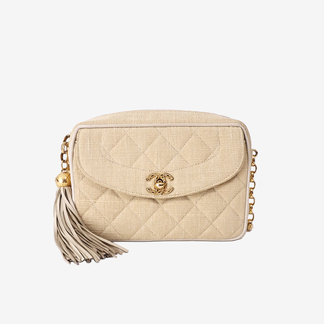 Chanel Classic Crossbody Bag in Beige Quilted Canvas with Gold Hardware (Contact to Enquire)