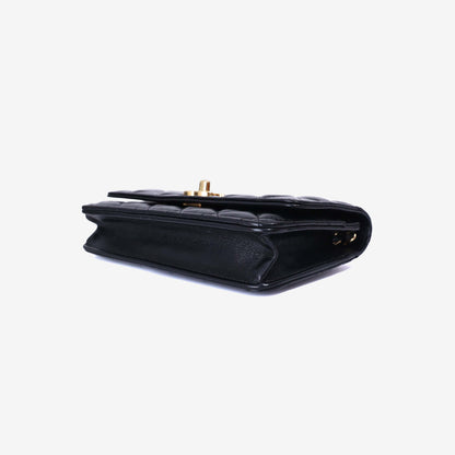 Chanel Wallet on Chain in Black Lambskin Leather with Gold Hardware bottom side view