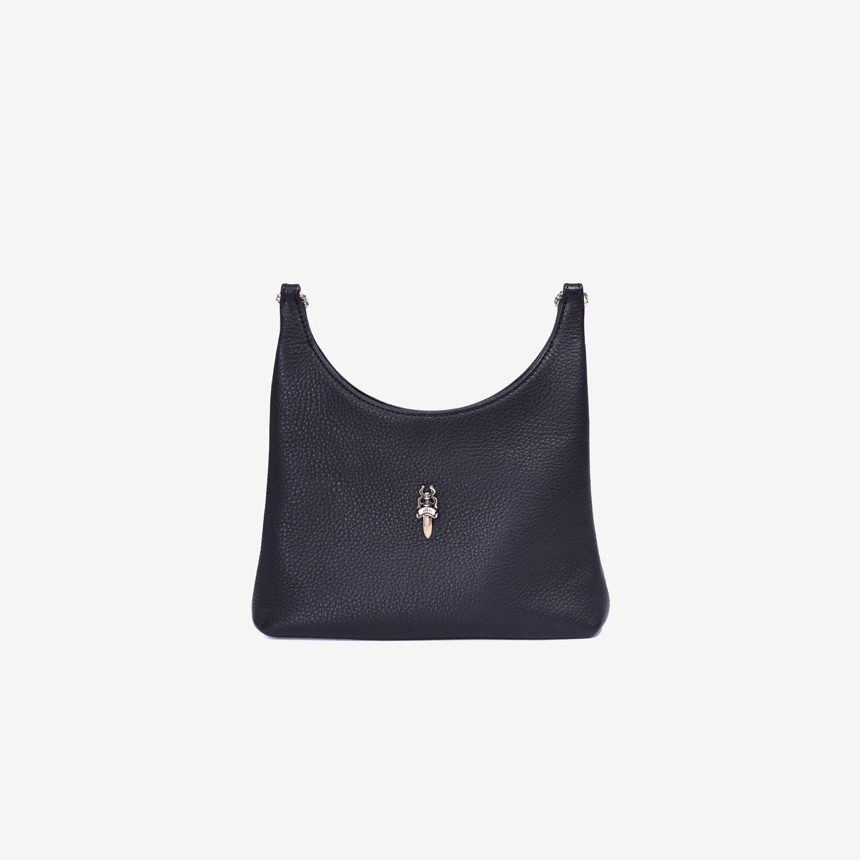 Chrome Hearts Viv Dagger Shoulder Bag in Black Calf Leather with Silver Hardware front view