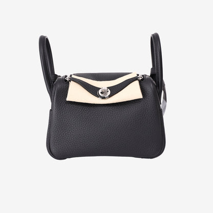 Hermès Mini Lindy 20 in Noir Clemence Leather with Palladium Hardware