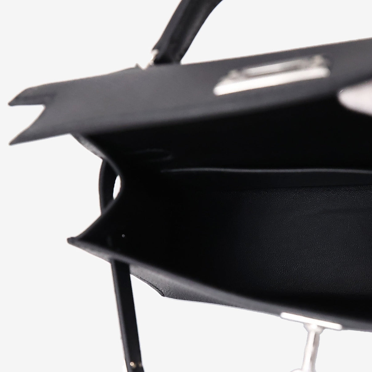 Hermès Mini Kelly 20 in Noir Epsom Leather with Palladium Hardware interior view