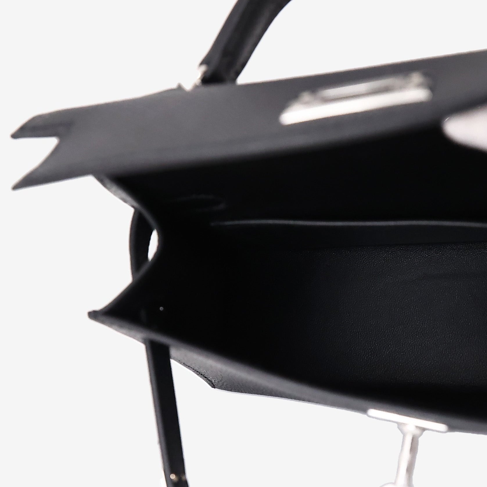 Hermès Mini Kelly 20 in Noir Epsom Leather with Palladium Hardware interior view