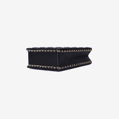 Chanel Evening Box Bag in Black Caviar Leather with Gold Hardware
