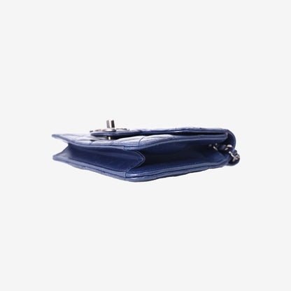 Chanel Crossing Times Flap Bag in Navy Lambskin Leather with Gold Hardware