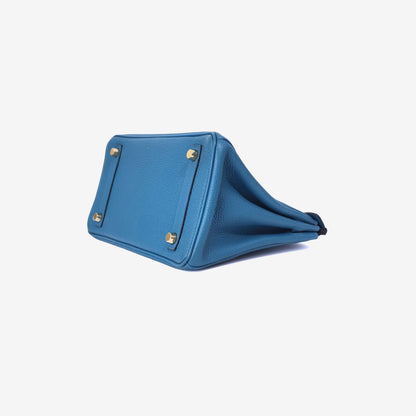 Hermès Birkin 25 in Bleu Togo Leather with Gold Hardware bottom side view