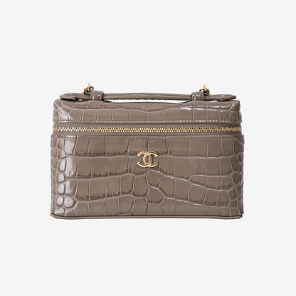 Chanel 26A Matthieu Blazy Vanity Case in Khaki Crocodile-Embossed Calfskin Leather with Gold Hardware (Contact to Enquire)