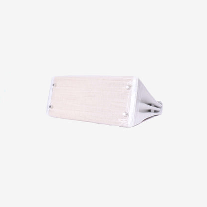 Hermès Kelly 28 in Blanc Canvas with Leather Trim with Palladium Hardware bottom side view