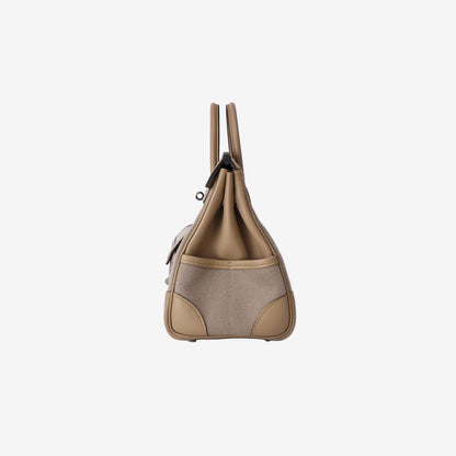 Hermès Birkin Cargo 25 in Beige Marfa Toile Goéland and Veau Swift Leather with Palladium-Plated Hardware