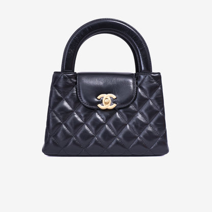 Chanel Kelly Nano Bag in Black Calfskin Leather with Gold Hardware front view